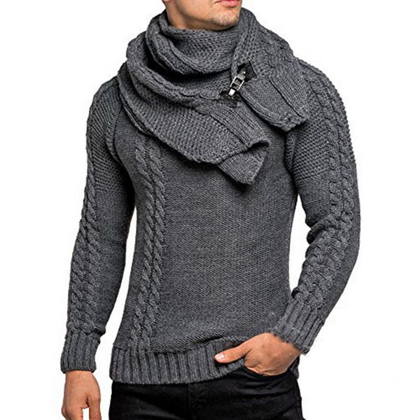 men detachable scarf knitted sweater solid warm turtleneck pullovers vintage tricot pull casual streetwear sueter masculino 2019, White;black
men detachable scarf knitted sweater solid warm turtleneck pullovers vintage tricot pull casual streetwear sueter masculino 2019, White;black