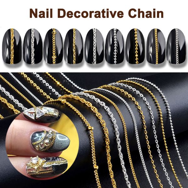 50cm gold silver metal chains nail art decorations 3d alloy studs diy ornaments @me88, Silver;gold
50cm gold silver metal chains nail art decorations 3d alloy studs diy ornaments @me88, Silver;gold