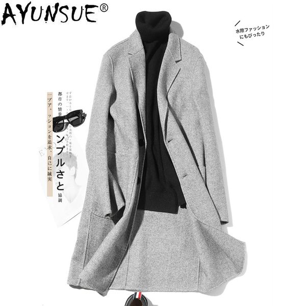 ayunsue double-sided wool coat men handmade spring woolen coat casual suit long jacket mens overcoat casaco masculino kj1467, Black
ayunsue double-sided wool coat men handmade spring woolen coat casual suit long jacket mens overcoat casaco masculino kj1467, Black
