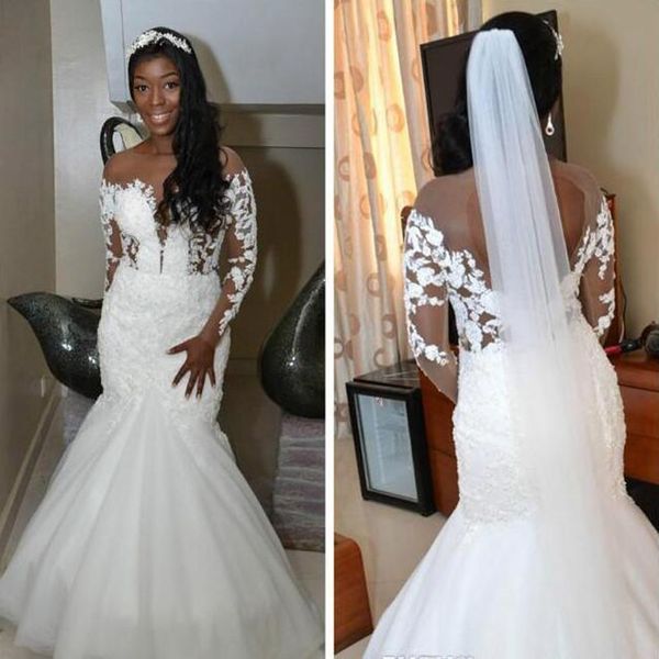 2020 mermaid wedding dresses white lace appliques jewel neck illusion long sleeve plus size floor length bridal gowns
2020 mermaid wedding dresses white lace appliques jewel neck illusion long sleeve plus size floor length bridal gowns