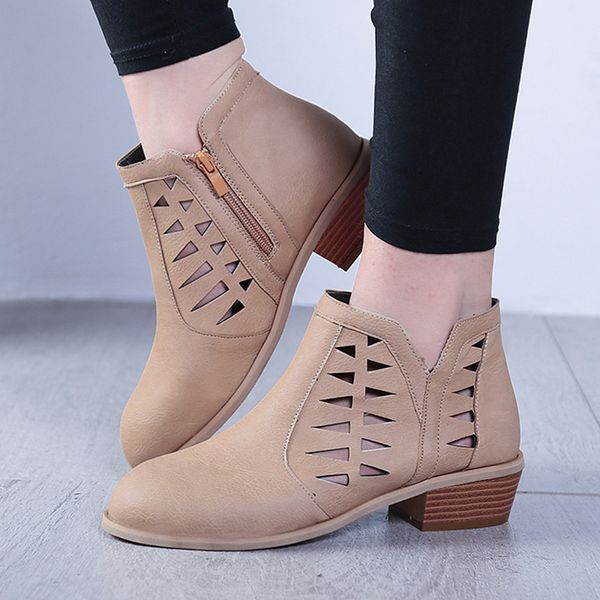 women vintage chunky low heels thick heel short boot ankle booties hollow shoes for dropshipping 20180823, Black
women vintage chunky low heels thick heel short boot ankle booties hollow shoes for dropshipping 20180823, Black