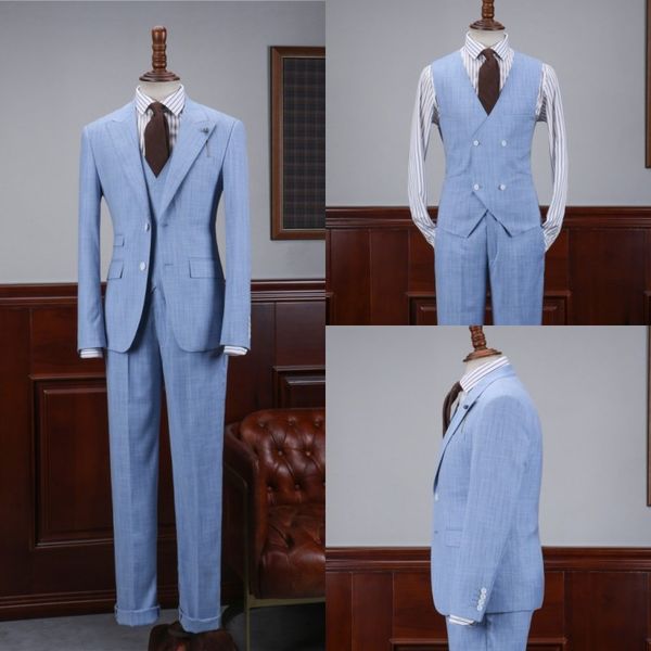 handsome light blue groom tuxedos slim fit groomsmen wedding tuxedos popular men formal prom jacket blazer suit (jacket+vest+pants), Black;gray
handsome light blue groom tuxedos slim fit groomsmen wedding tuxedos popular men formal prom jacket blazer suit (jacket+vest+pants), Black;gray