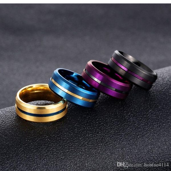 men's groove stainless steel ring fashion 8mm color steel titanium steel groove ring men's color black gold blue brushed jewelry b, Silver
men's groove stainless steel ring fashion 8mm color steel titanium steel groove ring men's color black gold blue brushed jewelry b, Silver