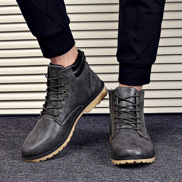 vintage men boots lace-up winter leather boots men waterproof work tooling safety ankle casual shoes botas 587, Black
vintage men boots lace-up winter leather boots men waterproof work tooling safety ankle casual shoes botas 587, Black
