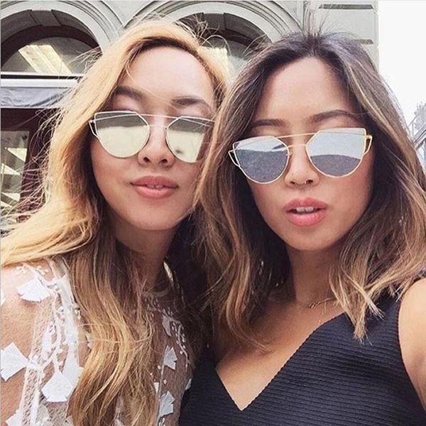 cat eye brand sunglasses women designer mirror flat rose gold vintage metal reflective sunglasses women female oculos gafas, White;black
cat eye brand sunglasses women designer mirror flat rose gold vintage metal reflective sunglasses women female oculos gafas, White;black