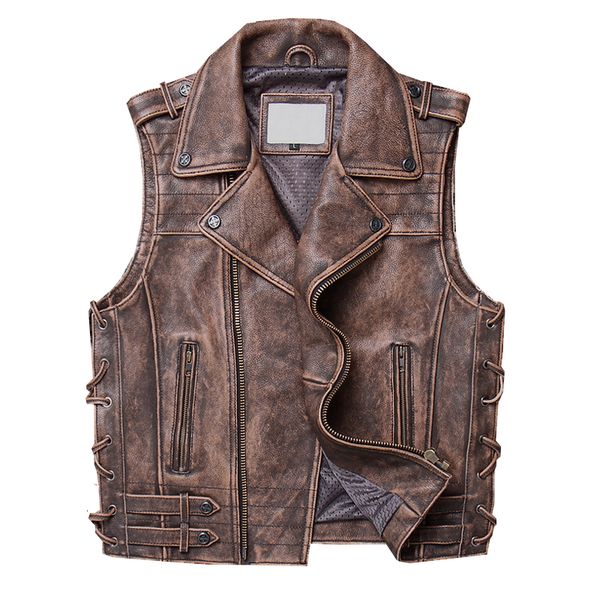 men's leather vest vintage genuine leather cowhide motorcycle vest mens side lace zipper punk style biker waistcoat, Black;white
men's leather vest vintage genuine leather cowhide motorcycle vest mens side lace zipper punk style biker waistcoat, Black;white