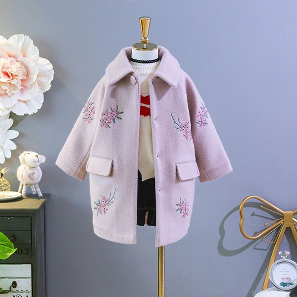girls wool overcoat fall winter new babys kids medium-long thickened casual woolen coat children embroidered outerwear, Blue;gray
girls wool overcoat fall winter new babys kids medium-long thickened casual woolen coat children embroidered outerwear, Blue;gray