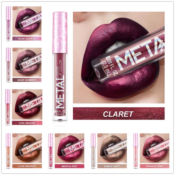 

brand metallic liquid lipstick lip gloss non-stick cup makeup pearlescent beauty 1pc 12 colors lip glaze waterproof