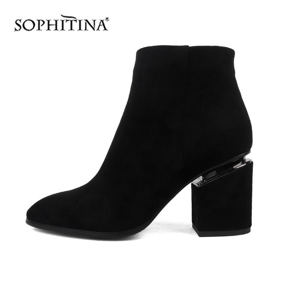 sophitina solid women's boots pointed toe special design square heel fashion zipper shoes ankle new boots by162, Black
sophitina solid women's boots pointed toe special design square heel fashion zipper shoes ankle new boots by162, Black