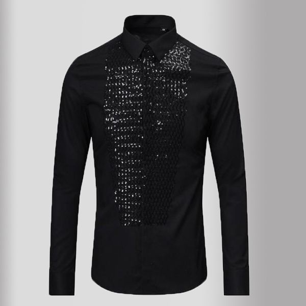 men's casual shirts minglu black white mens luxury sequin embroidery long sleeve causal dress slim fit party male 3xl, White;black
men's casual shirts minglu black white mens luxury sequin embroidery long sleeve causal dress slim fit party male 3xl, White;black