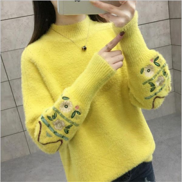 2019 women new o-neck wool sweaters long sleeve knitted casual embroidery pullovers thick autunm, White;black
2019 women new o-neck wool sweaters long sleeve knitted casual embroidery pullovers thick autunm, White;black