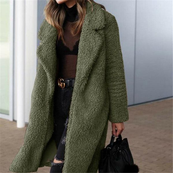 ladies lapel coat teddy bear coat faux fur fleece jacket overcoat long parka ladies winter solid warm parkas outwear clothing, Black
ladies lapel coat teddy bear coat faux fur fleece jacket overcoat long parka ladies winter solid warm parkas outwear clothing, Black