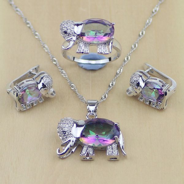 mystic rainbow cubic zirconia elephant 925 sterling silver jewelry set for women wedding earrings/pendant/necklace/rings t004, Slivery;golden
mystic rainbow cubic zirconia elephant 925 sterling silver jewelry set for women wedding earrings/pendant/necklace/rings t004, Slivery;golden