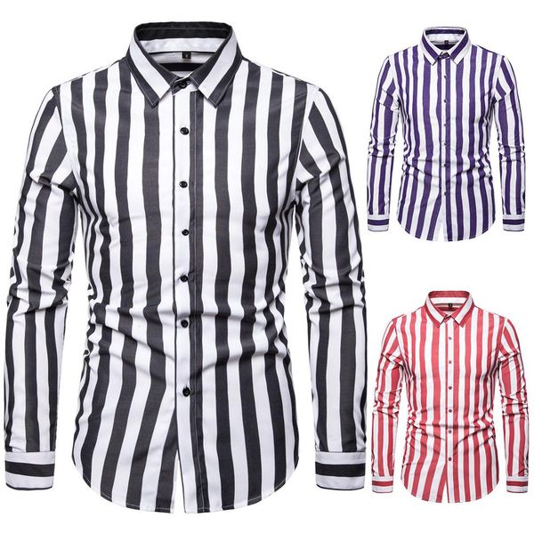 men's casual shirts brand men striped shirt 2021 classic england fashion lapel long sleeve high street blouse slim camisa masculin, White;black
men's casual shirts brand men striped shirt 2021 classic england fashion lapel long sleeve high street blouse slim camisa masculin, White;black