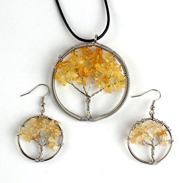 fyjs unique silver plated wire tree of life pendant earrings natural yellow citrines crystal jewelry sets
fyjs unique silver plated wire tree of life pendant earrings natural yellow citrines crystal jewelry sets