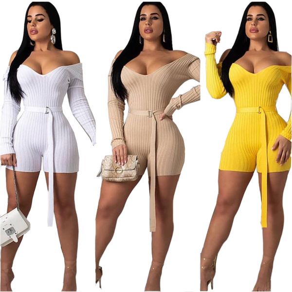 tight-fitting knit white women's jumpsuit 2019 autumn and winter off shoulder long-sleeved solid color belt shorts playsuit, Black;white
tight-fitting knit white women's jumpsuit 2019 autumn and winter off shoulder long-sleeved solid color belt shorts playsuit, Black;white
