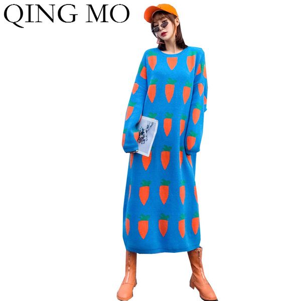 casual dresses qing mo yellow blue black women wool dress 2021 carrot pattern female autumen winter sweater zqy4584, Black;gray
casual dresses qing mo yellow blue black women wool dress 2021 carrot pattern female autumen winter sweater zqy4584, Black;gray