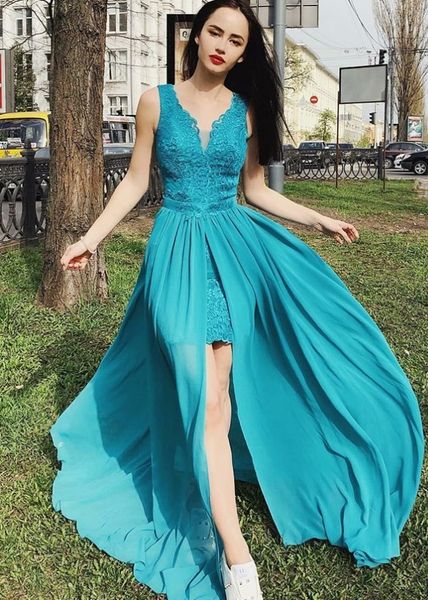 teal long prom dresses lace detachable train applique chiffon ruched evening formal dress for women girl, Black
teal long prom dresses lace detachable train applique chiffon ruched evening formal dress for women girl, Black
