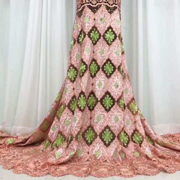 promotion price nigerian lace fabric2020 stone velvet lace fabric pink embroidered tulle african velvet fabric, Pink;blue