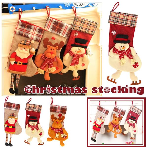 

1pcs cloth fashion christmas decorations new christmas gift bag large stereoscopic socks stock creative gift