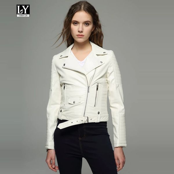 ly varey lin autumn women faux soft leather pu motorcycle jacket rivet zipper female black punk short coat slim white outerwear
ly varey lin autumn women faux soft leather pu motorcycle jacket rivet zipper female black punk short coat slim white outerwear