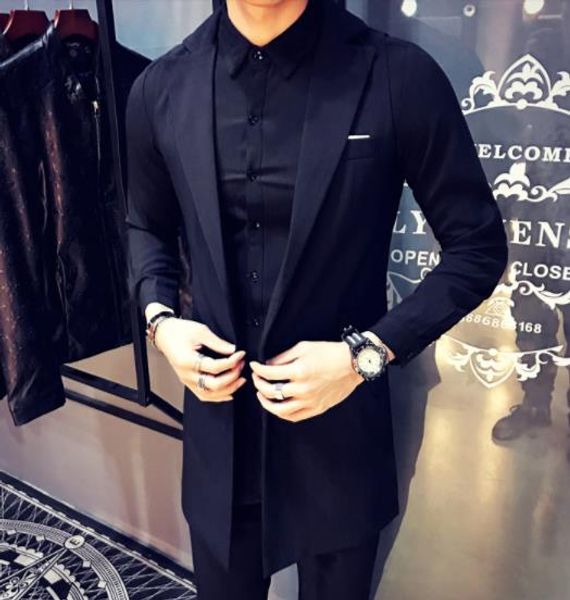 2019 new spring decoration three-piece suit hair stylist tooling night field men's clothing long casual fashion gentleman suit, White;black
2019 new spring decoration three-piece suit hair stylist tooling night field men's clothing long casual fashion gentleman suit, White;black