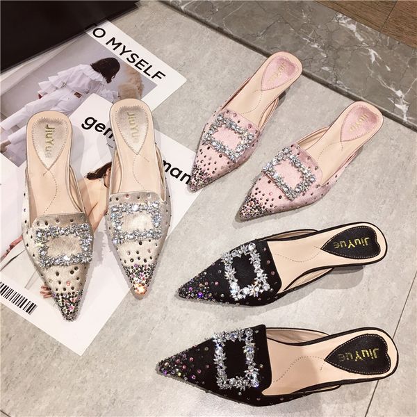 2020 early spring new korean style all-match crystal chunky heel fashion crystal lazy wedding women half slippers, Black
2020 early spring new korean style all-match crystal chunky heel fashion crystal lazy wedding women half slippers, Black