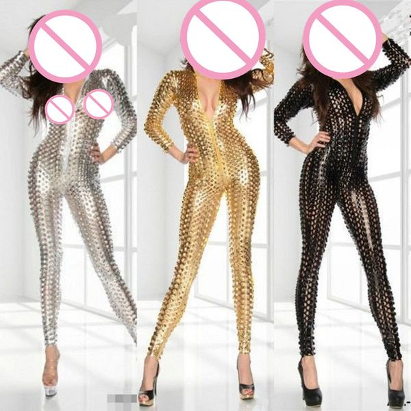 abbille women shiny leather latex gold black silver jumpsuit hollow out hole dj dance bodysuit catsuit exotic clubwear, Black;white
abbille women shiny leather latex gold black silver jumpsuit hollow out hole dj dance bodysuit catsuit exotic clubwear, Black;white
