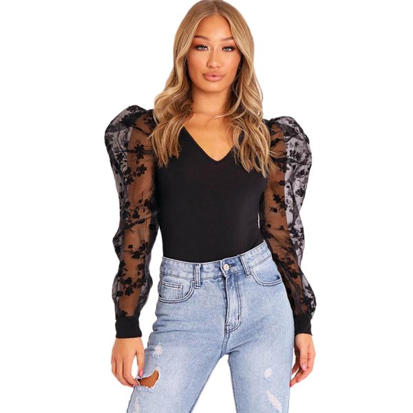 women floral v-neck bodysuit jumpsuit romper leotard blouse puff long sleeve see through black floral embroidery, Black;white
women floral v-neck bodysuit jumpsuit romper leotard blouse puff long sleeve see through black floral embroidery, Black;white