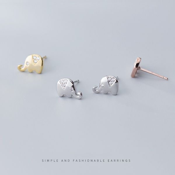 modian 3 color classic shiny zircon cute tiny elephant stud earring for women 925 sterling silver animal ear studs fine jewelry, Golden;silver 
modian 3 color classic shiny zircon cute tiny elephant stud earring for women 925 sterling silver animal ear studs fine jewelry, Golden;silver