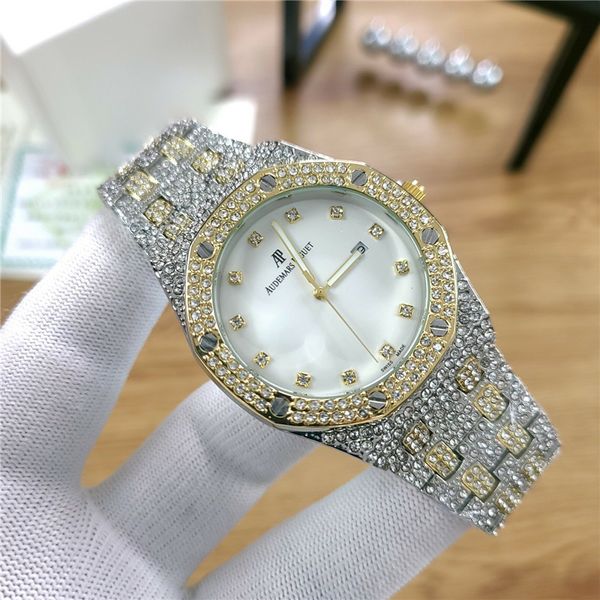 colors mens fashion watch royal oak luxury designer diamond iced out watches stainless steel bling quartz ap movement party wristwatch afp5, Black;brown
colors mens fashion watch royal oak luxury designer diamond iced out watches stainless steel bling quartz ap movement party wristwatch afp5, Black;brown