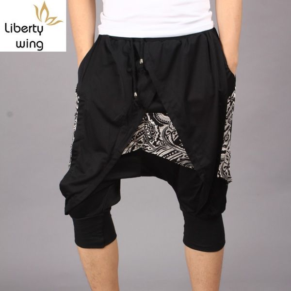 vintage personality printed summer mens calf length harem pants drawstring waist fashion casual male loose trousers plus size, Black
vintage personality printed summer mens calf length harem pants drawstring waist fashion casual male loose trousers plus size, Black