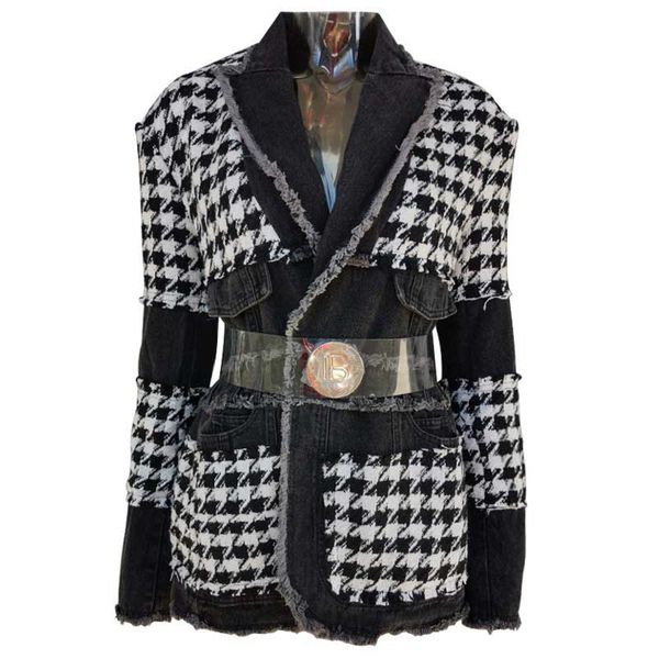 2019 autumn new retro houndstooth casual suit jacket female hit color lazy wind waist was thin small suit, Black;brown
2019 autumn new retro houndstooth casual suit jacket female hit color lazy wind waist was thin small suit, Black;brown