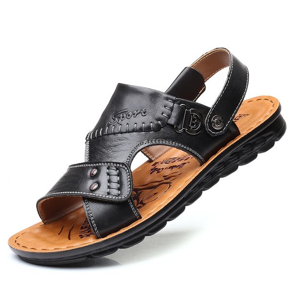 new men's sandals casual breathable dual-use sandals and slippers non-slip head layer leather platform fashion men's beach shoes, Black
new men's sandals casual breathable dual-use sandals and slippers non-slip head layer leather platform fashion men's beach shoes, Black