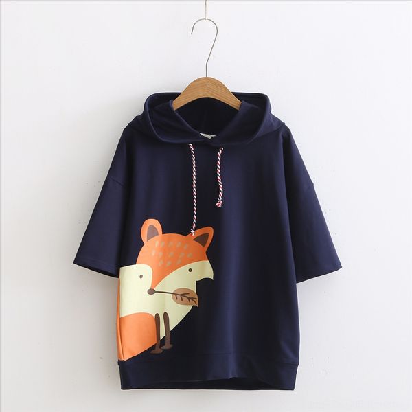 style fox printed hooded pullover short-sleeved t-shirt loose student pullover summer dress women's 10266, White
style fox printed hooded pullover short-sleeved t-shirt loose student pullover summer dress women's 10266, White