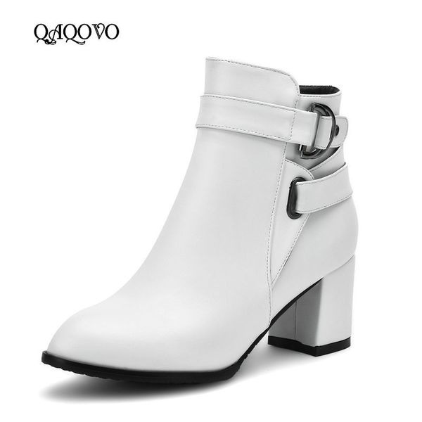 autumn women square high heel ankle fashion pointed toe buckle winter zipper boots female shoes black white beige mx200324
autumn women square high heel ankle fashion pointed toe buckle winter zipper boots female shoes black white beige mx200324