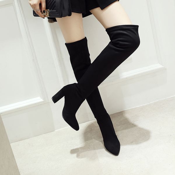 2019 slim boots over the knee high suede women snow boots women's fashion winter thigh high shoes woman, Black
2019 slim boots over the knee high suede women snow boots women's fashion winter thigh high shoes woman, Black