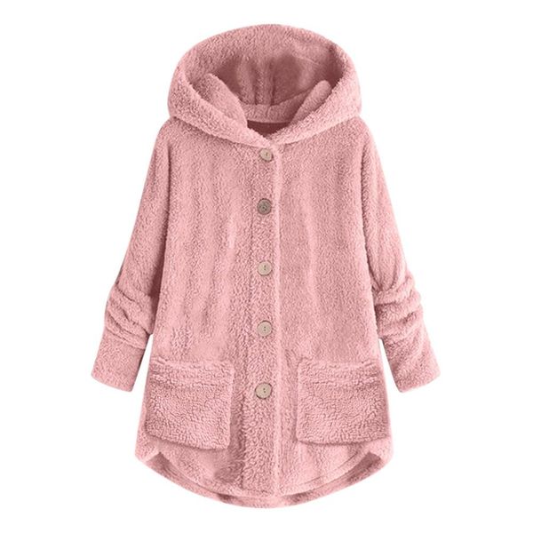 women plus size button plush hooded loose cardigan wool coat winter jacket #3o07, Black
women plus size button plush hooded loose cardigan wool coat winter jacket #3o07, Black