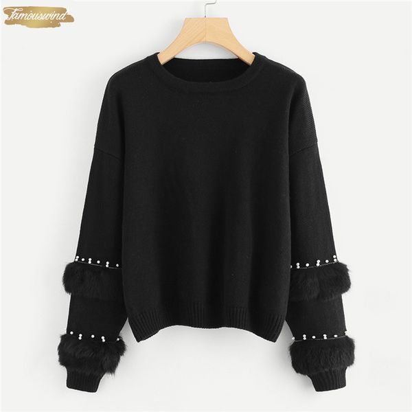 sweaters black highstreet elegant pearl women beading faux fur detail o neck pullovers jumper autumn casual campus, White;black
sweaters black highstreet elegant pearl women beading faux fur detail o neck pullovers jumper autumn casual campus, White;black