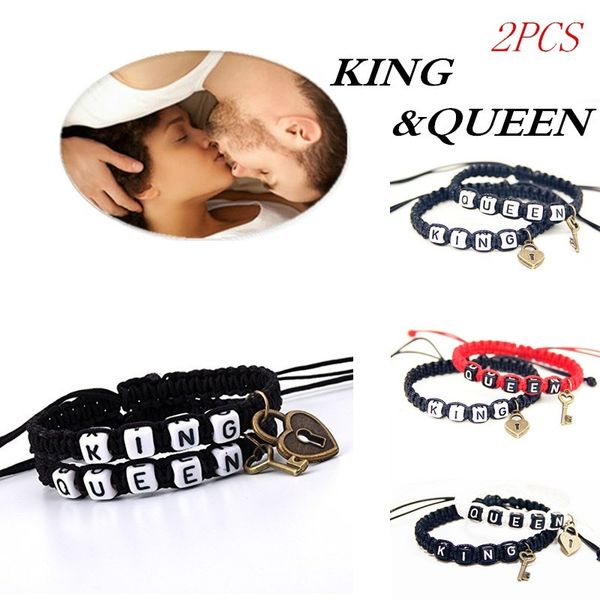 2pcs/pair couple bracelets king and queen with key lock rope chain lovers personalized gift handmade charm bracelets accessories, Golden;silver
2pcs/pair couple bracelets king and queen with key lock rope chain lovers personalized gift handmade charm bracelets accessories, Golden;silver