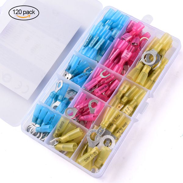 120 pcs heat shrink connector kit electrical insulated wire terminals crimp ring buspade marine waterproof automotive
120 pcs heat shrink connector kit electrical insulated wire terminals crimp ring buspade marine waterproof automotive