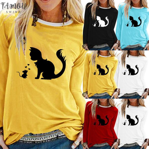 2020 tshirt women casual cat print o neck long sleeve loose t shirt haut camiseta mujer women harajuku t shirt, White 
2020 tshirt women casual cat print o neck long sleeve loose t shirt haut camiseta mujer women harajuku t shirt, White