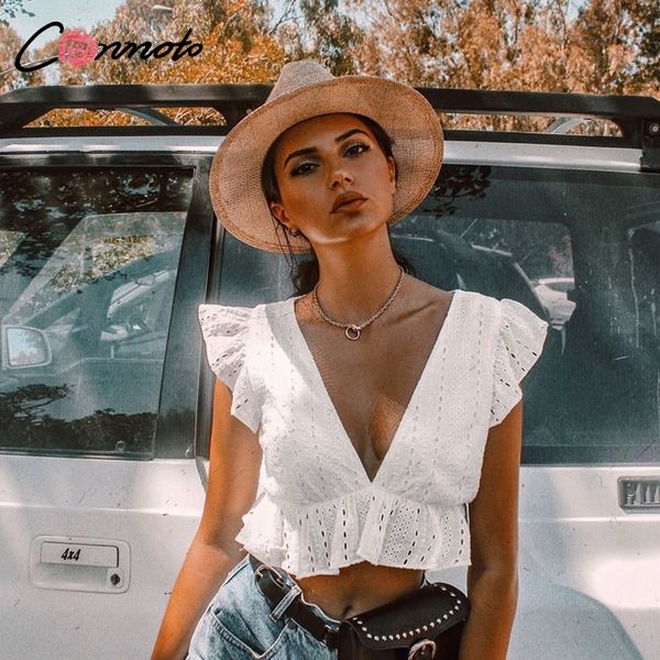 conmoto elegant white embroidery crop blouse shirts ruffles feminino casual summer blouse deep v neck blusa mujer
conmoto elegant white embroidery crop blouse shirts ruffles feminino casual summer blouse deep v neck blusa mujer
