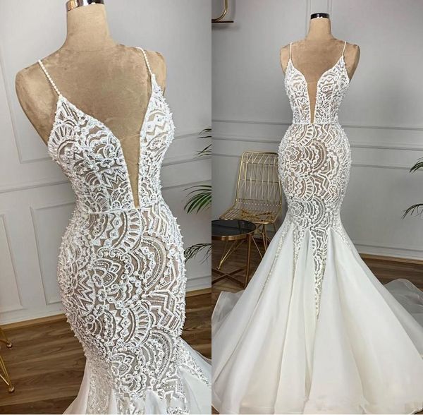 2019 gorgeous mermaid lace arabic wedding dresses beads spaghetti plus size sweep train bridal gowns beach robe de mariée, White
2019 gorgeous mermaid lace arabic wedding dresses beads spaghetti plus size sweep train bridal gowns beach robe de mariée, White