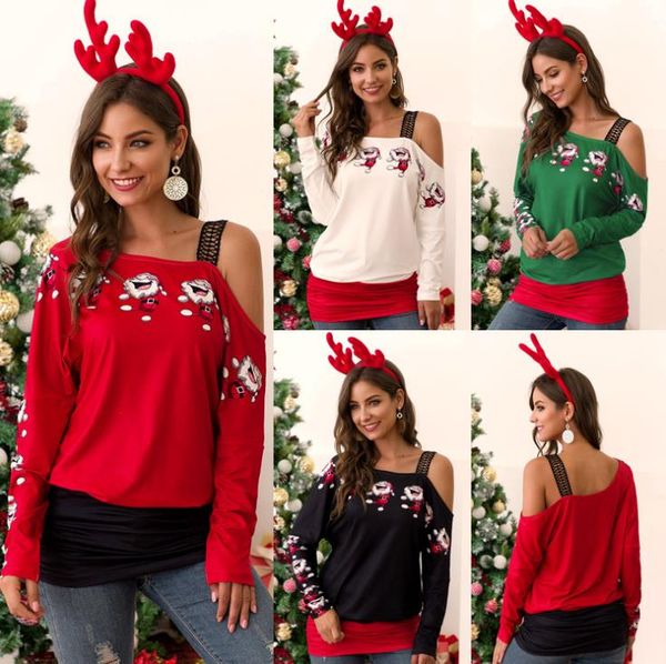 christmas women tshirts fashion designer panelled lace strapless long sleeve casual loose women christmas clothing, White
christmas women tshirts fashion designer panelled lace strapless long sleeve casual loose women christmas clothing, White