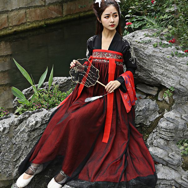 chinese ancient costume hanfu dresses traditional women beautiful dance costumes vintage hanfu clothes lady stage dress dl4136, Black;red
chinese ancient costume hanfu dresses traditional women beautiful dance costumes vintage hanfu clothes lady stage dress dl4136, Black;red
