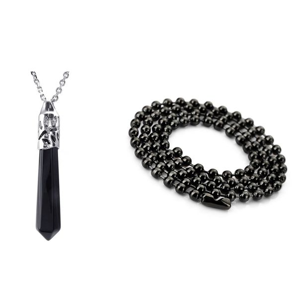 2 pcs necklace:1 pcs stainless steel ball pearl necklace chain link man black length 66cm & 1 natural jewelry pendant chakra, Silver
2 pcs necklace:1 pcs stainless steel ball pearl necklace chain link man black length 66cm & 1 natural jewelry pendant chakra, Silver