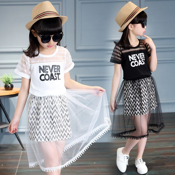 new summer children's dress girls' endless lace short sleeve t shirt+skirt cover 2 pieces set black and white color 4-12 aages
new summer children's dress girls' endless lace short sleeve t shirt+skirt cover 2 pieces set black and white color 4-12 aages
