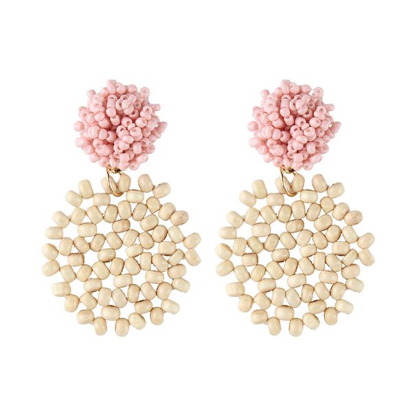 round earrings ladies fashion rice beads wedding party gift charm charm boho style jewelry, Golden;silver