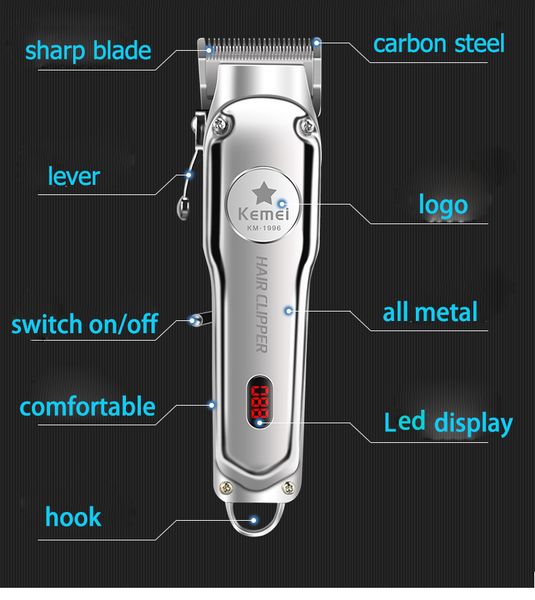 new cortapelos kemei km-1997 all-metal professional hair clipper electric cordless hair trimmer for men hair cutter cutting machine barber
new cortapelos kemei km-1997 all-metal professional hair clipper electric cordless hair trimmer for men hair cutter cutting machine barber